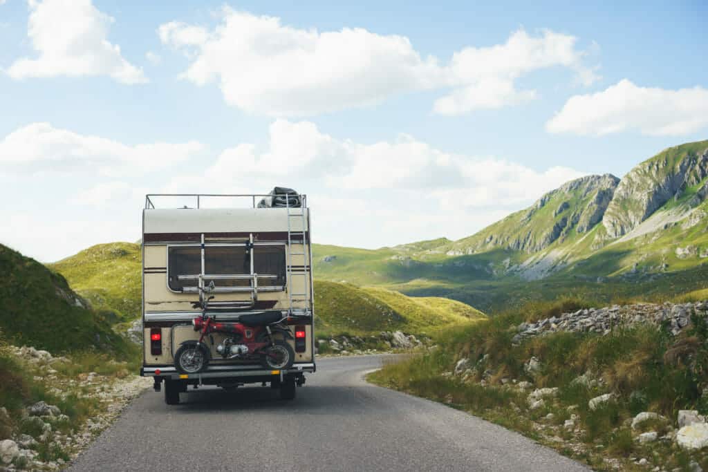 vintage motorhome on road