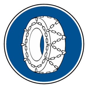 Snow Chains Obligatory road sign 